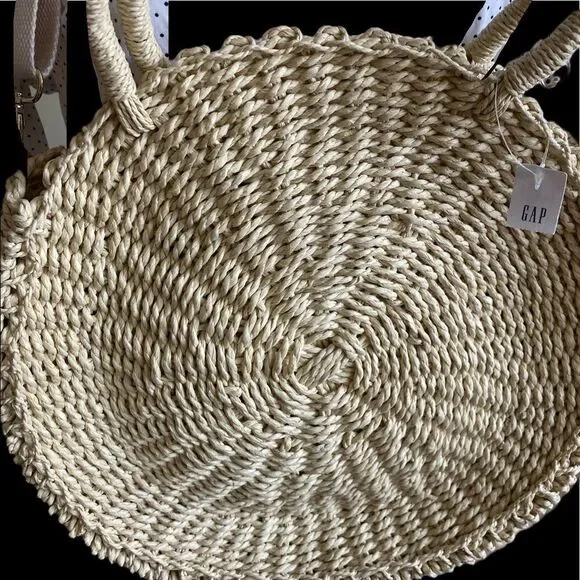 Gap Straw Circle Crossbody Bag - 13x13x4 tan straw, adjustable cross s… - Picture 7 of 8